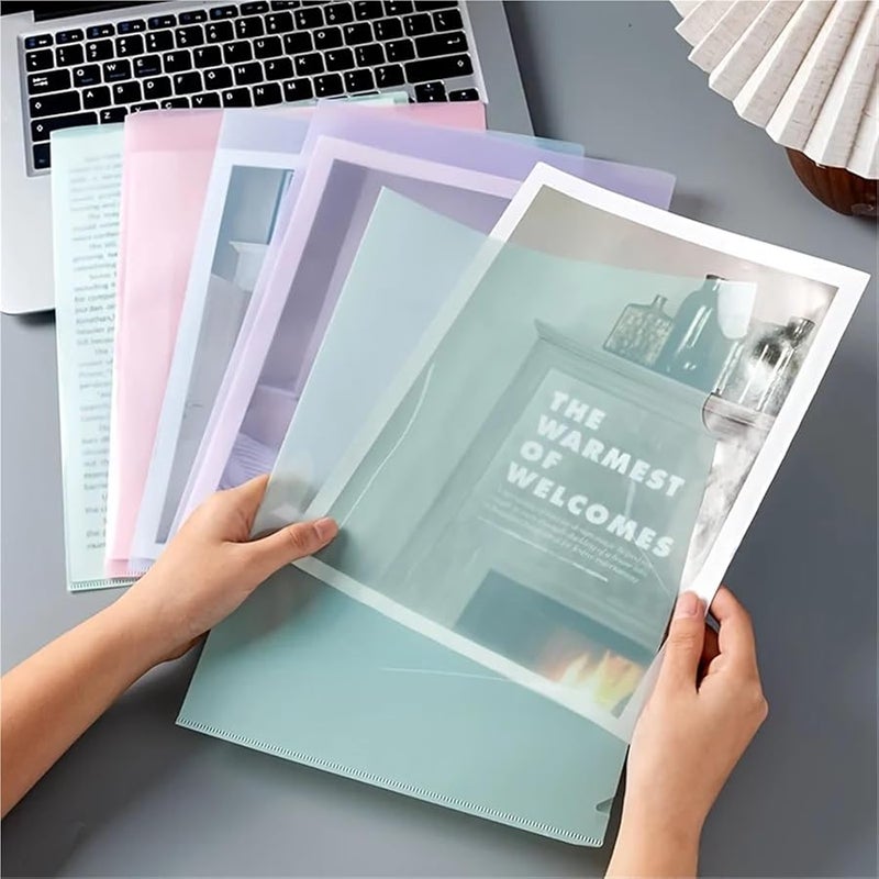 Pink Clear Folders 40pcs Acrylic L Shaped File Envelopes For A4 Documents Sturdy Office Organization - Image 3